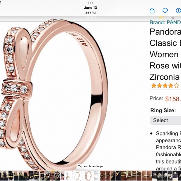 Pandora rose gold bow ring - Picture 2 of 6